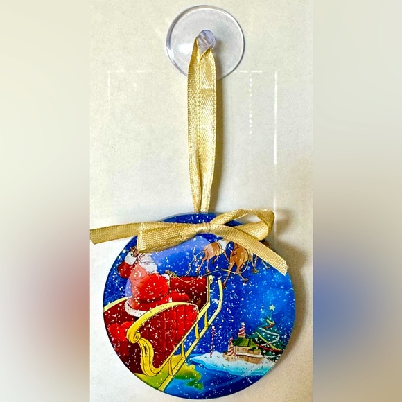 Magical Believe in the Magic of Santa Christmas Window 4" Round Glitter Ornament - Picture 1 of 5